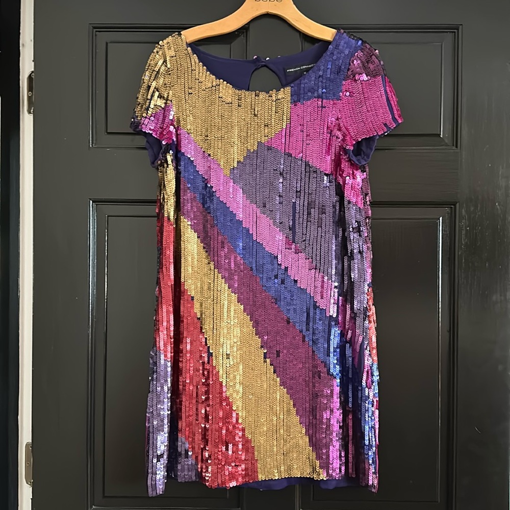 French Connection Multi Color Sequin Dress Size 12